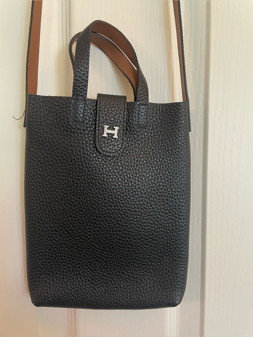 Pebbled leather mini-crossbody bag
